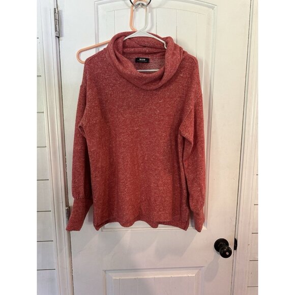 Maeve | Anthropologie Heathered Red Cowl Neck Sweater - Picture 1 of 4